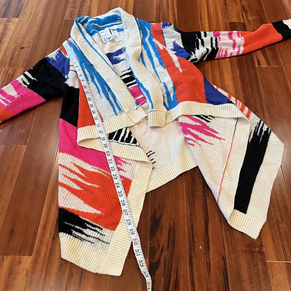 New NWT Forever 21 Multicolor Sweater Knit Shawl Cardigan Aztec Print Plus SZ XL - Picture 5 of 7